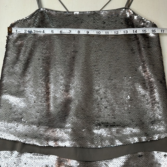 Banana Republic Pewter Sequin Layered Spaghetti Strap Mini Dress Size 6 - Picture 13 of 16